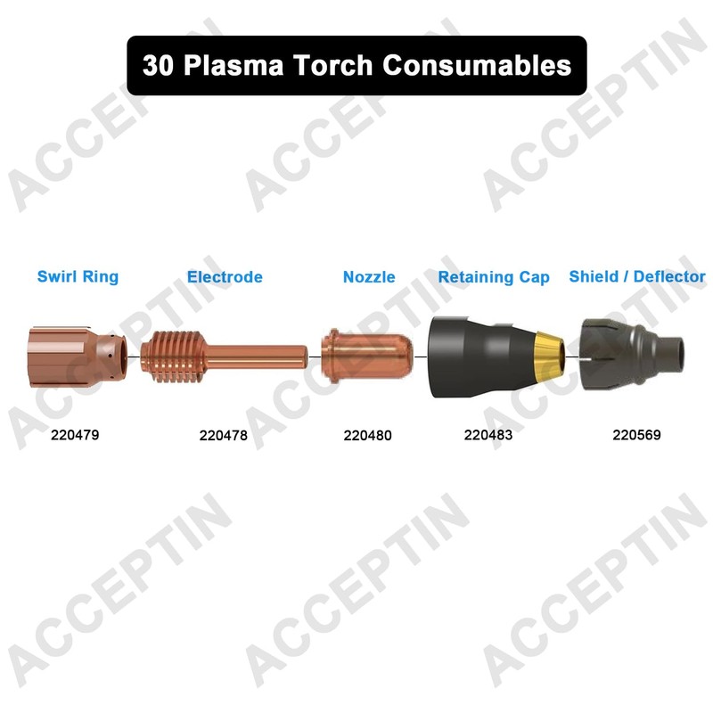ACCEPTIN 220478 Electrode 20pcs & 220480 Nozzle Tips 20pcs Fit