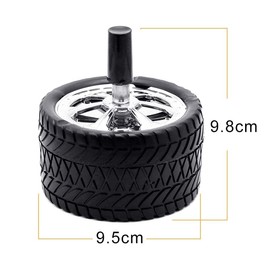 DMZK Ashtray Personality Truck Tyre Shape, Windproof Ashtray Modern Ashtray with Rotating Lid for Men, Stainless Steel Ashtray for Office, Home, Outdoor