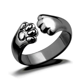 GEJ-Tech Women's Ring, Cat Paw Ring, One Size Fits All (No. 11 - 20), Forking, Cat Accessories, Zinc