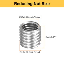 HARFINGTON 6pcs Thread Repair Inserts M12 x 1.75 Male to M10 x 1.5 Female Thread 12mm Long Stainless Steel Reducing Nuts Metric Self Tapping Sleeves Threaded Reducer Industrial Fasteners