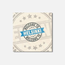 Unbranded Helsinki Grunge Welcome Travel 4'' X 4'' Square Wooden Coaster
