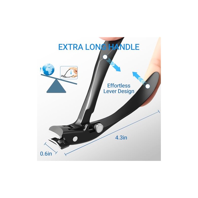 Ergonomic Toenail Clippers with Wide Jaw for Easy Trimming