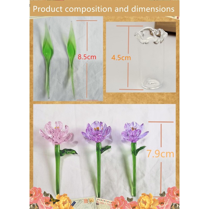 UICerland Glass Small Bouquets, Desktop Decoration, Fresh, Cool Meditation, Stress