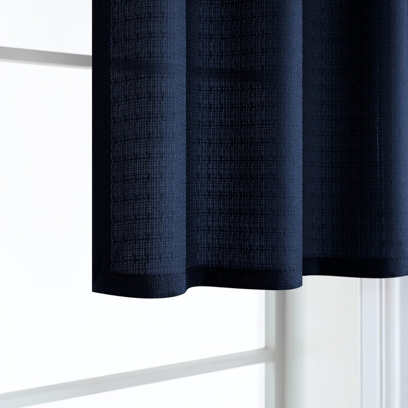 Bathroom Window Curtain,Short Curtains for Bedroom Kitchen Small Windows,Navy Blue,24