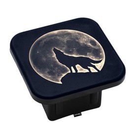 Swono Wolf Trailer Hitch Cover for 2" Receivers, Fantasy Galaxy Full Moon Howling Wolf Rubber Tow Receiver Tube Plug Cap Fits for Any 2"X2" Square Receiver Tube for Sedans Trucks Cars