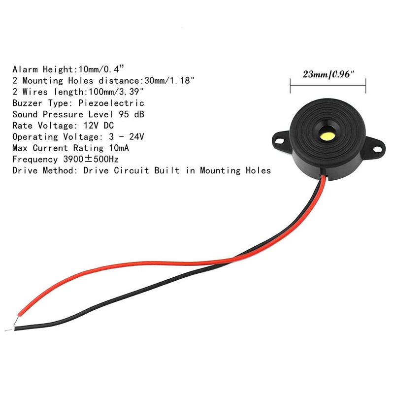 DC 3-24V 85dB Piezo Electric Alarm System Buzzer Piezoelectric Buzzer