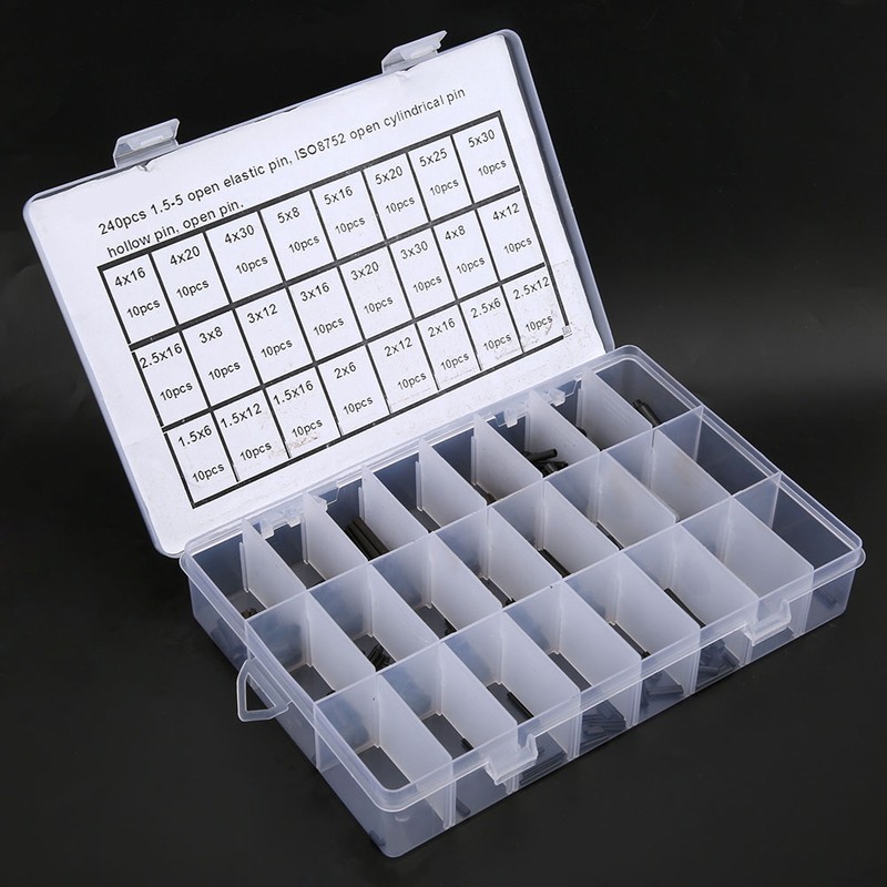 240Pcs Elastic Cylindrical Pin Carbon Steel Hollow Positioning Auxiliary Parts