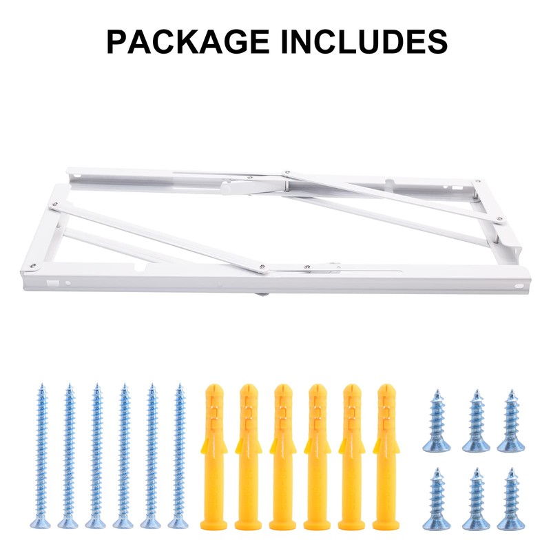 YUMORE White Folding Shelf Brackets, 20 Inch Heavy Duty L