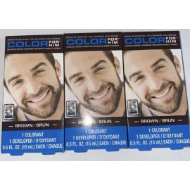 Color For Him Lot Of 3 Color For Him Brush-In Color Gel Mustache Beard & Sideburns Color Brown