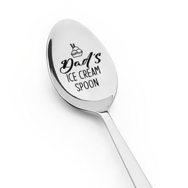 Dad's Ice Cream Spoon Gifts for Dad Fathers Day Gift for Father Birthday Christmas Gifts for Papa Daddy Dad Engraved Spoon I Love You Dad Gifts from Daughters Sons Dad Tea Coffee Spoons