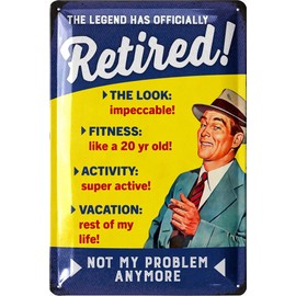 LANOLU Retirement Signs - RETIRED LEGEND - Vintage Tin Sign, Funny Retirement Gifts for Men, Retired Dad Gifts, Funny Retirement Yard Signs, 12x8"