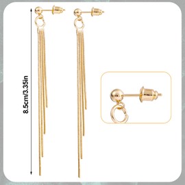 Long Tassel Drop Chain Earrings, Elegant Tassel Threader Dangly Earrings Metal Chain Dangle Earring Non-Tarnish Dangling Jewelry Gift for Women Wedding Party (Gold)