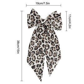 EEEKit Hair Clips, Big Bow Hairclips with Long Tail Ribbons, 2PCS Satin Leopard Hair Barrette for Women Hair Accessories