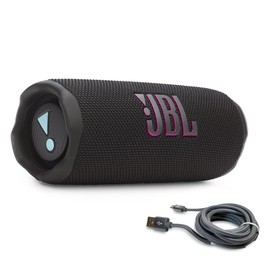 JBL Flip 7 (Black/Orange) + Bundle with USB-C Braided Cable