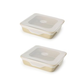 W&P Reusable Silicone Stretch Lid, Brownie (8 x 8) Set of 2, Dishwasher Safe, Freezer Safe, LFGB/Premium Silicone, Microwave Safe, Clear