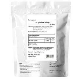 UKHealthHouse N-Acetyl L-Tyrosine 500mg 120 Tablets Amino Acid High Strength Supplement Pure Vegan Pills Tablet not Capsule or Powder Maintain Health