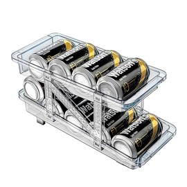 Xicennego Adjustable Soda Organizer for Refrigerator, Cabinets, Countertops - Beverage Dispenser for Standard, Skinny, Tall Cans (Blue)