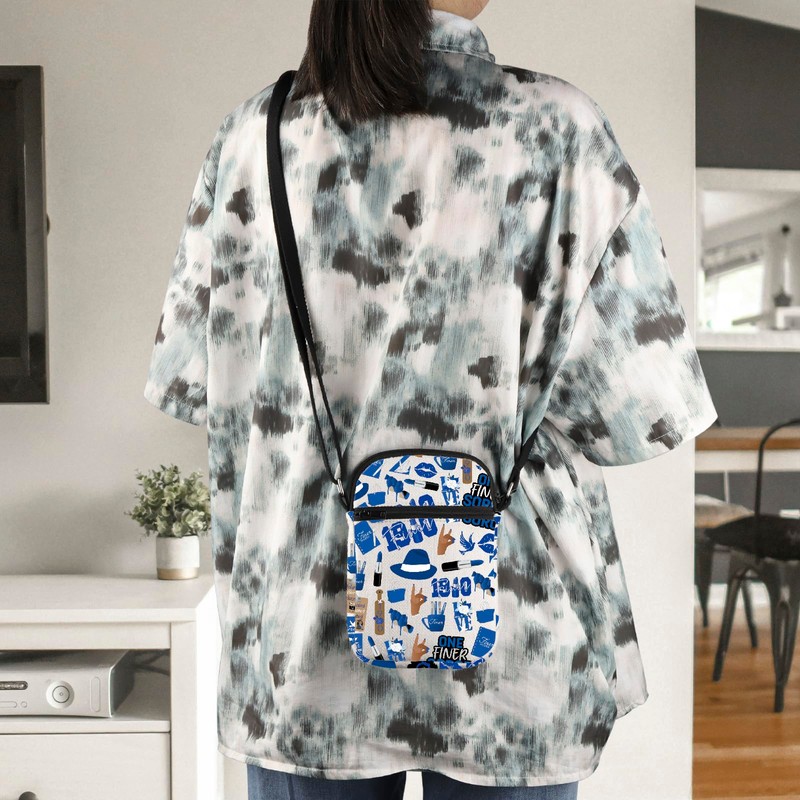 WCGXKO Crossbody Bag Sorority Gift Royal Blue and White Fi-ner