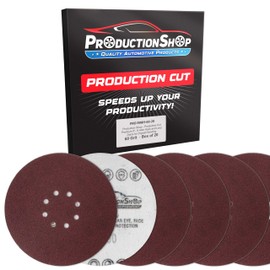 ProductionShop Premium 9" Red 8-Hole Pattern 60 Grit Sanding Discs, Box of 20 - Dustless Hook & Loop Backing Sandpaper for Drywall Power Sanders, Coarse-Cut Abrasive - Woodworking, Sand Auto Paint