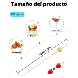 200 Piezas Palillos Para Botana, Palitos De Madera, Adecuado Para Aperitivos Decorativos, Kebabs De Frutas, Bocadillos, Postres, Sándwiches, Ensaladas, Buffets, Salchichas, Etc