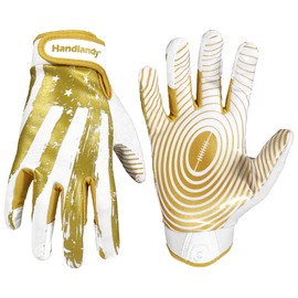 HANDLANDY Youth Football Gloves for Boys Girls, Sticky Wide Receiver Gloves for Kids, Junior Flag Football Gloves (Yellow, Youth XS)