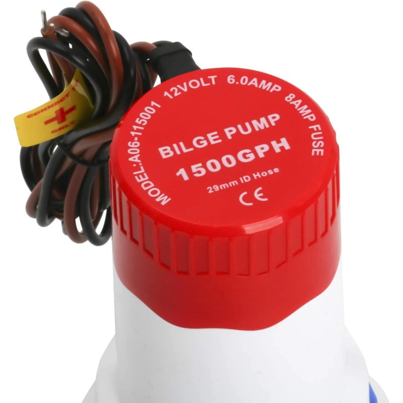 Amarine Made 12V 1500 GPH Boat Bilge Water Pump Electric