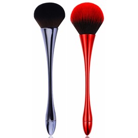 JERCLITY 2 Pieces Red and Violet Powder Brush Nail Art Dust Brush Foundation Kabuki Makeup Brush Blush Brush for Daily Makeup Cosmetic Nail Beauty Art