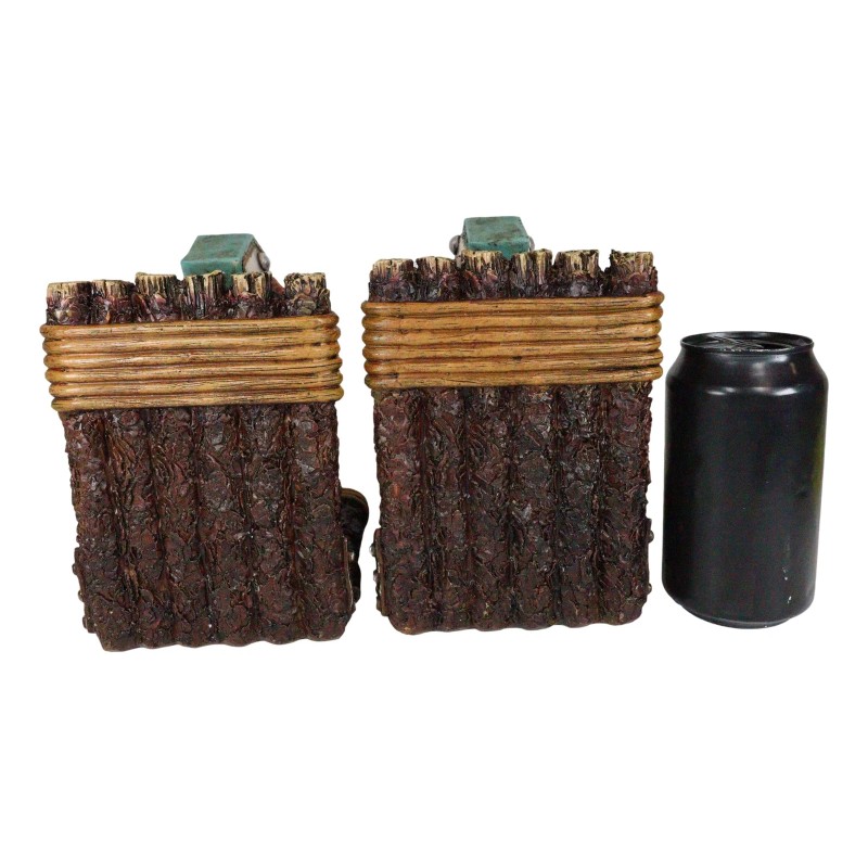 Rustic Western Star Turquoise Birchwood Birch Tree Cross Decorative Bookends