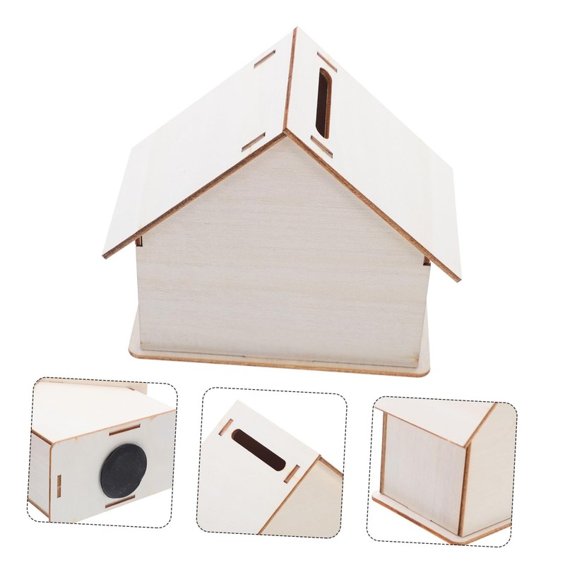 Kisangel 10PCS Wooden House Craft Piggy Bank Kit Unfinished DIY
