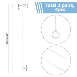 Hobbspring Chains Threader Earrings 925 Sterling Silver Tassel Chain Earrings Pull-Through Threaded Long Chains Drop Tassel with Loop for Making Earrings, Sterling Silver