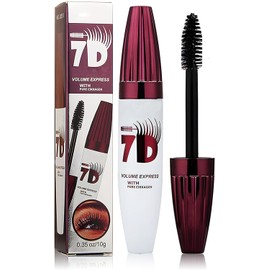 7D Máscara de Pestañas Impermeable con Fibras - Volumen y Larga Duración, Rizado y Levantado, Fórmula de Secado Rápido y Antimanchas, Efecto Dramático de Pestañas Postizas, Uso Suave y Flexible para Mujeres (Negro azabache)