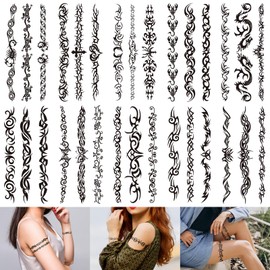 Cerlaza 10 Sheets Mix Tribal fake Temporary Tattoos for Adult, Black Tribal Pattern Tattoo for Men Women, Realistic Semi Permanent Henna Tattoo Stickers That Look Real and Last Long