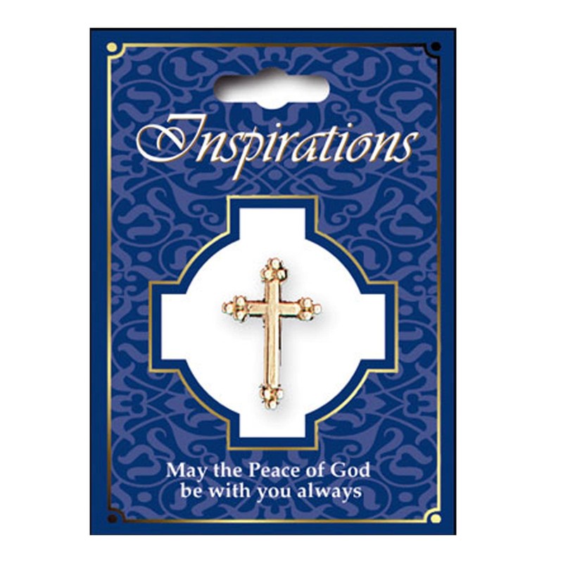 Confirmation Lapel Pin Brooch - Gold Bobble Cross 5505