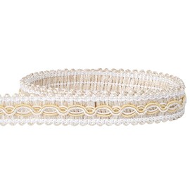 CABODYALS 14.5M 17mm White Gimp Braid Trim Upholstery Vintage Embroidered Woven Trimming Scroll Wave Lace Edging Fabric Decorative Ribbon for Sewing Making Gift Wrapping Curtain Home Decor Diy Craft