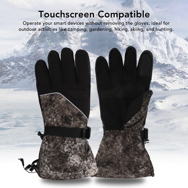 1Pair Heated Gloves DC Connection Battery Powered Touchscreen 3 Adjustable