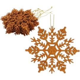 Christmas Concepts® Pack of 12-10cm Glitter Snowflake Hanging Decorations - Christmas Decorations (Copper)