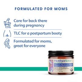 Motherlove Mom's Bottom Balm (1 oz) Organic Herbal Salve w/Witch Hazel for Bottoms During Pregnancy & Postpartum —Non-GMO Ointment