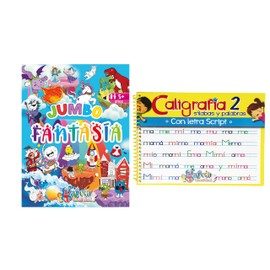 Editorial Garcia - Caligrafia 2 y Jumbo Fantasía – Libro de Caligrafia para niños- Cuaderno de escritura – Libro para colorear – Libros para desarrollar la motricidad