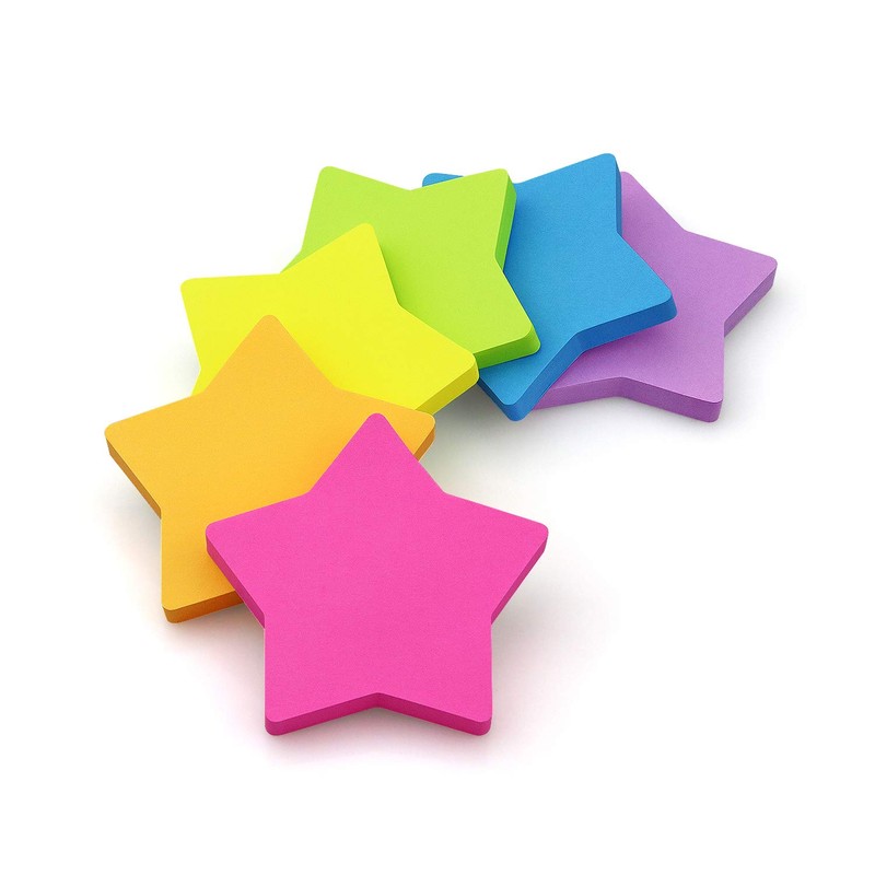 SIMONA Star Shape Sticky Notes 6 Color Bright Colorful Sticky