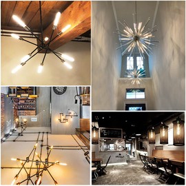 Leools Dimmable E26 Edison Bulb 8W Equal 60 watt Light Bulb AC120V Soft White 3000K Edison Light Bulbs 75 Watt 800LM Tubular T10 led Bulb for Rustic Pendant,Chandeliers,Wall sconces,Vanity 6Pack