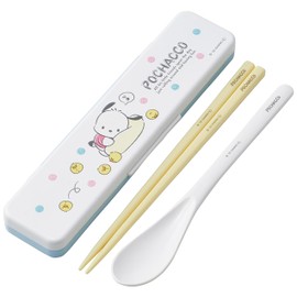Skater CCS3SAAG-A Chopsticks Set, 7.1 inches (18 cm), Spoon Set, Pocchacco, Relaxed, Antibacterial for Adults, Made in Japan