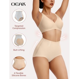 OEAK Tummy Control Shapewear for Women Seamless Girdle High Waisted Body Shaper Underwear Panty Smooth Under Dress Shapewear Nude Briefs 2XL