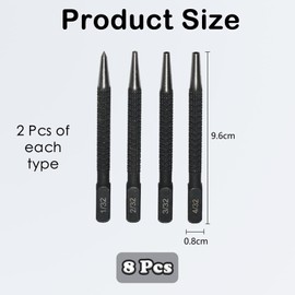 8 Pcs Centre Punch,4 Different Sizes Nail Punch Center Punch,Nail Punch Set for Drilling Holes and Marking 1/32" 2/32'' 3/32" 4/32''