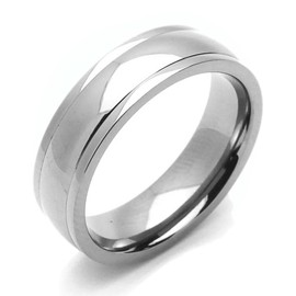 DoubleAccent 6MM Comfort Fit Titanium Wedding Band High Polish Domed Ring (Size 7 to 14) Size 14