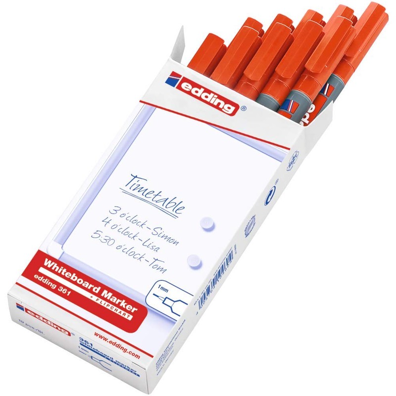 edding 361 whiteboard marker - orange - 10 whiteboard pens