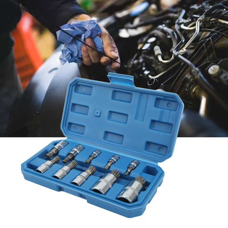 10PCS Triple Square Spline Bit Socket Set Low Wear Accurate