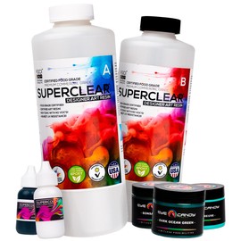 Super Clear Craft Art Resin Kit, Create Your Own Green Ocean Resin Crafts! Includes 2 Qt Epoxy, Mica Colors & Supercolors Pigment Dispersion Colors. Wood Resin, Mirror, Cutting Board, Tumbler & More!