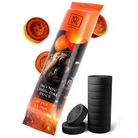 Charcoal Discs to Burn Incense - 10 pcs Charcoal for Incense Burning - 33 mm Most Quick Light Coals Tablets by M. ROSENFELD - 33 mm Resin Burner Rolls – Pack of 10 Instant Fire Coal Tablets