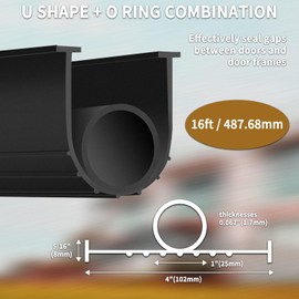 IVWNNN Garage Door Seals Bottom Rubber 5/16 Inch Garage Door Seal T-End Garage Door Bottom Seal 16FT Garage Door Weather Stripping Bottom Seal (16FT, 5/16 Inch)