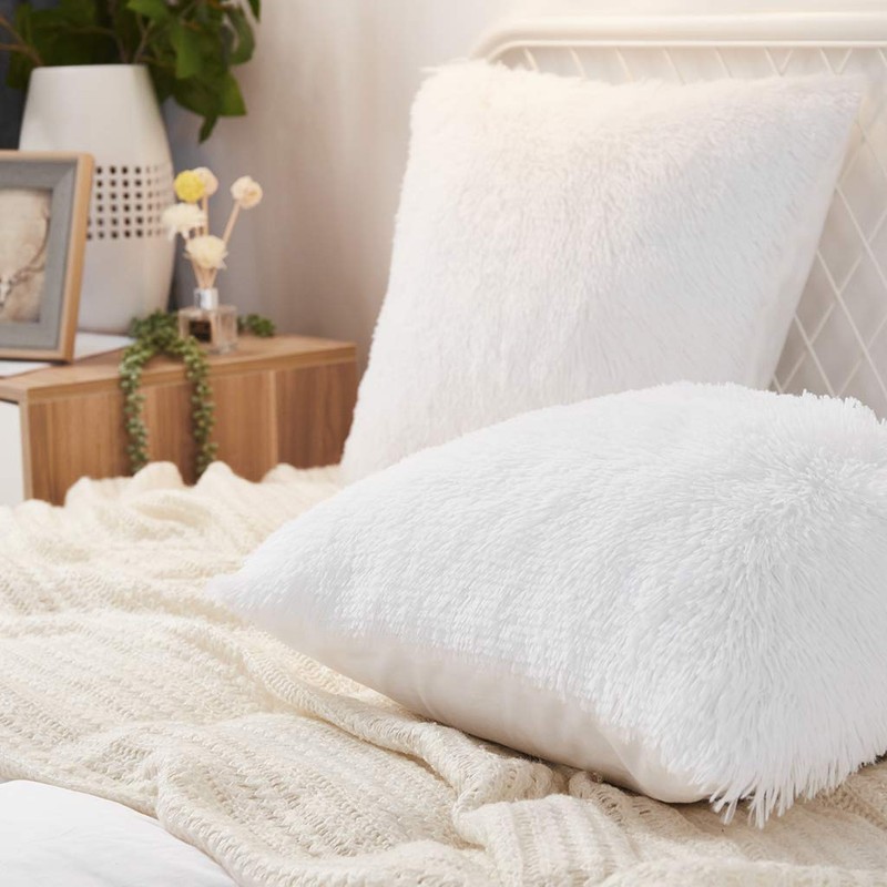 Uhamho Set of 2 Faux Fur Throw Pillow Covers Soft